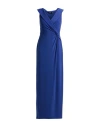 Ralph Lauren Lauren  Jersey Off-the-shoulder Gown Woman Maxi Dress Blue Size 12 Polyester, Elastane