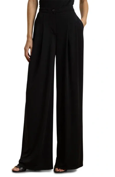 Ralph Lauren Lauren  Jersey Wide Leg Pants In Black