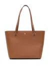 Ralph Lauren Medium Karly Leather Tote Bag In Brown