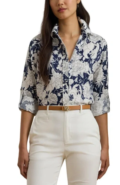 Ralph Lauren Lauren  Karrie Floral Linen Button-up Shirt In Multi