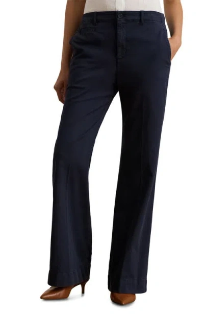 Ralph Lauren Lauren  Kendis Stretch Cotton Flare Leg Pants In Blue