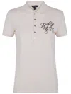 Ralph Lauren Logo-embroidered Polo Top In Gray