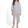 Ralph Lauren Lauren  Knit Crop Pajamas In Windsor Navy/white Stripe
