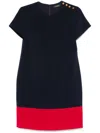 Ralph Lauren Lauren  Colorblock Stretch Crepe Minidress In Black