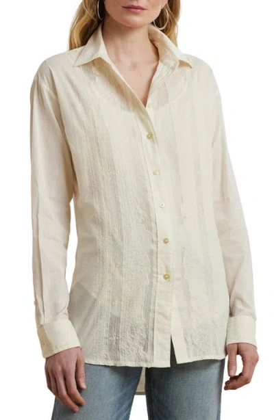 Ralph Lauren Lauren  Lace Trim Cotton Voile Shirt In Mascarpone Cream