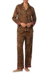 Ralph Lauren Women's Long Sleeves Notch Collar Pajama Set In Animal Print