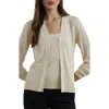 Ralph Lauren Lauren  Linen Blend Rib Cardigan In White