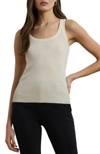 Ralph Lauren Lauren  Linen Blend Rib Sweater Tank In White