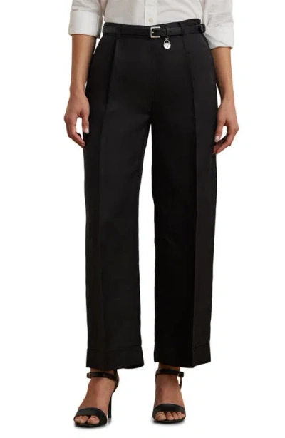 Ralph Lauren Lauren  Linen Blend Twill Crop Pants In Black