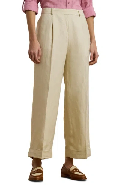 RALPH LAUREN LAUREN RALPH LAUREN LINEN BLEND TWILL CROP PANTS