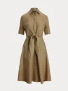 Ralph Lauren Wakana Elbow Sleeve Day Dress In Neutral