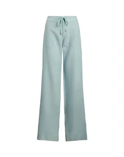 Ralph Lauren Lauren  Linen Wide-leg Pant Woman Pants Sky Blue Size 12 Linen