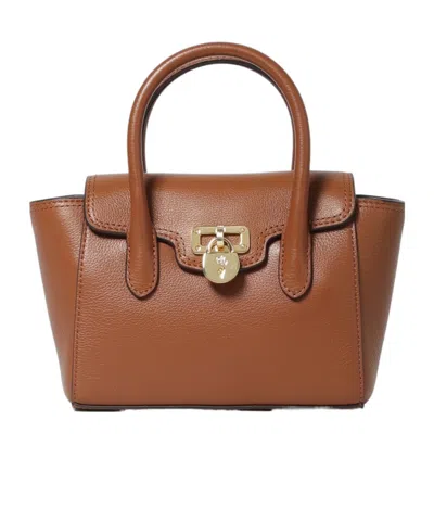 Ralph Lauren Lauren  Lock Satchel Bag In Brown