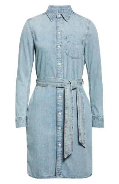 Ralph Lauren Lauren  Long Sleeve Belted Denim Shirtdress In Blue