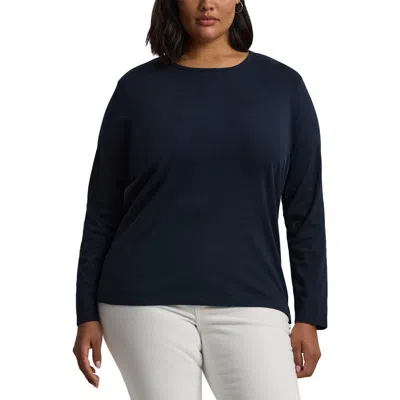 Ralph Lauren Lauren  Long Sleeve Stretch Cotton Tee In Black