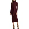 Ralph Lauren Women's Tie-front Turtle Neck Dress In Burgundy