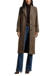 Ralph Lauren Lauren  Longline Herringbone Wool Blend Reefer Coat In Brown