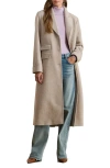 Ralph Lauren Lauren  Longline Herringbone Wool Blend Reefer Coat In Brown