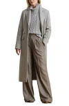 Ralph Lauren Lauren  Longline Herringbone Wool Blend Reefer Coat In Gray