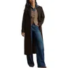 Ralph Lauren Lauren  Longline Plaid Wool Blend Reefer Coat In Brown