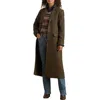 Ralph Lauren Lauren  Longline Plaid Wool Blend Reefer Coat In Green