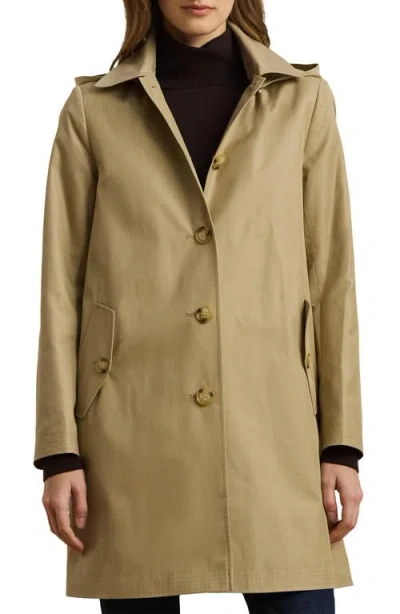 Ralph Lauren Lauren  Longline Raincoat With Removable Hood In Brown