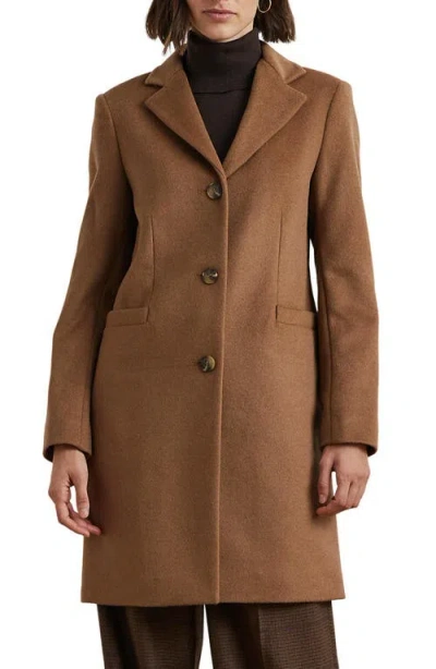 Ralph Lauren Lauren  Longline Wool Blend Coat In Brown