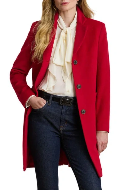 Ralph Lauren Lauren  Longline Wool Blend Coat In Red