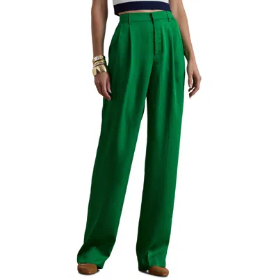 Ralph Lauren Lauren  Luxe Twill Pleated Pants In Green