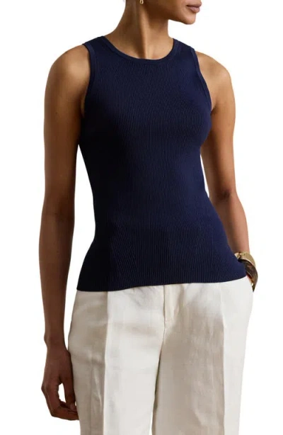 Ralph Lauren Rib-knit Sleeveless Sweater In Refined Navy In Blue