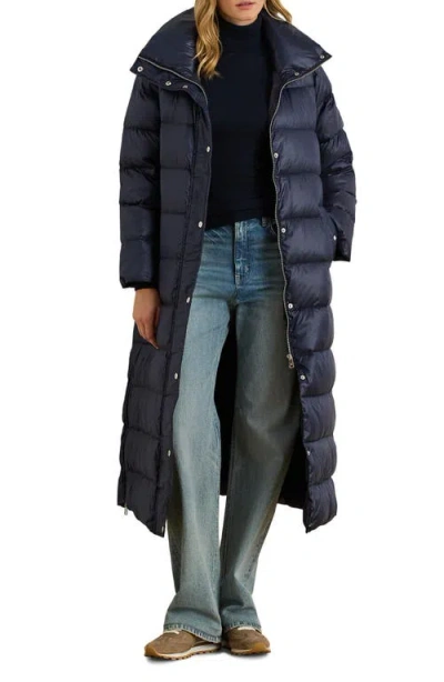 Ralph Lauren Lauren  Maxi Soft Long Puffer Coat In Blue