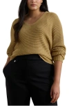 Ralph Lauren Lauren  Metallic Dolman Sweater In Brown