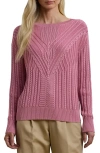 Ralph Lauren Petite Cable-knit Cotton-blend Boatneck Sweater In Rose Mauve