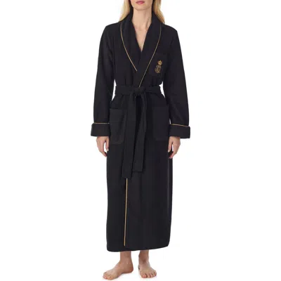 Ralph Lauren Lauren  Monogram Fleece Robe In Blue