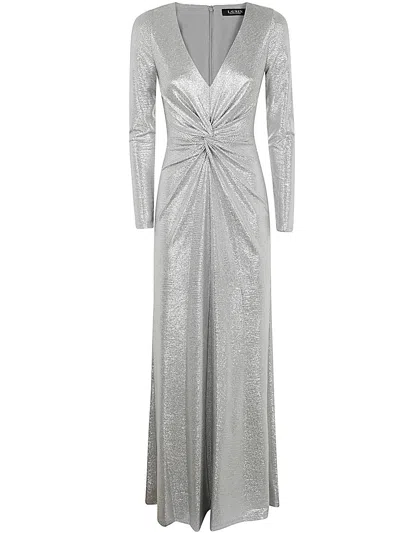 Ralph Lauren Nadira Long Sleeve Gown In Gray