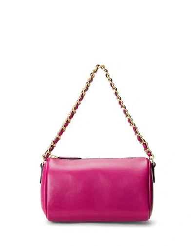 Ralph Lauren Lauren  Nappa Leather Small Emelia Shoulder Bag Woman Handbag Mauve Size - Sheepskin In Fuschia Berry