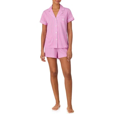 Ralph Lauren Lauren  Notch Collar Boxer Short Pajamas In Pink