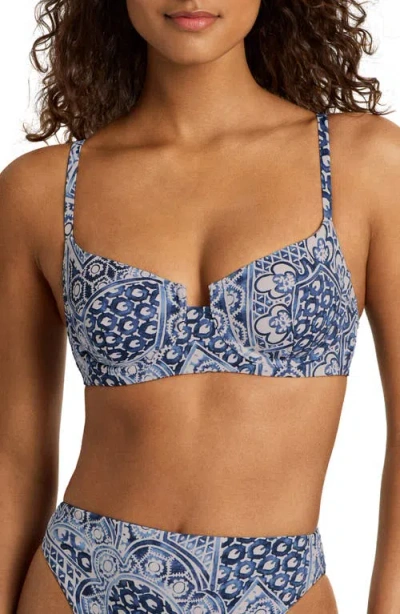 Ralph Lauren Lauren  Notched Underwire Bikini Top In Blue
