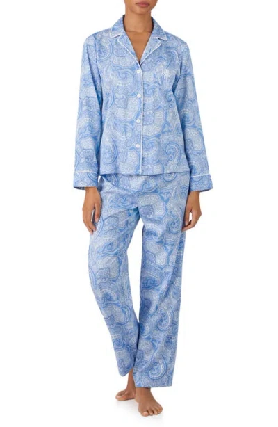 Ralph Lauren Lauren  Paisley Cotton Blend Pajamas In Blue
