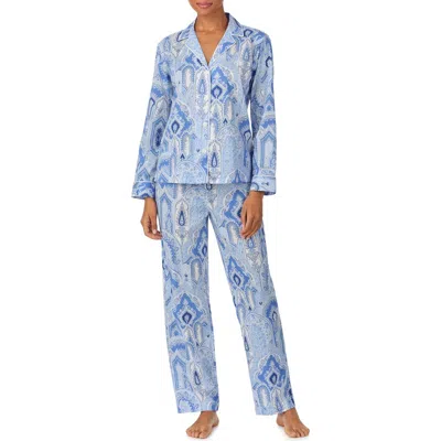 Ralph Lauren Lauren  Paisley Cotton Blend Pajamas In Blue