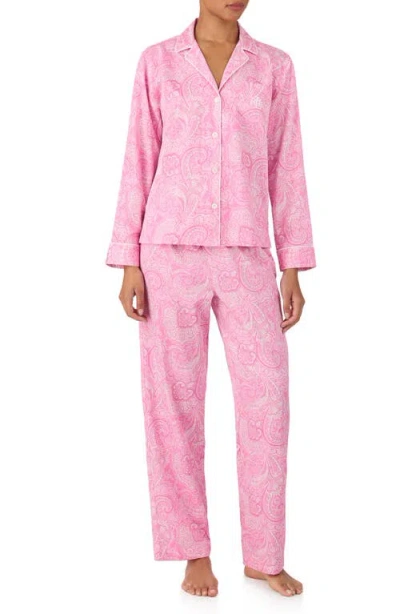 Ralph Lauren Lauren  Paisley Cotton Blend Pajamas In Pink