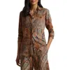Ralph Lauren Lauren  Paisley Print Classic Fit Crepe Button-up Shirt In Multi