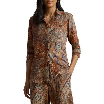 RALPH LAUREN LAUREN RALPH LAUREN PAISLEY CRÊPE DE CHINE BUTTON-UP SHIRT