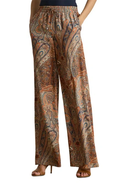 Ralph Lauren Lauren  Paisley Crêpe De Chine Wide-leg Pant In Multi