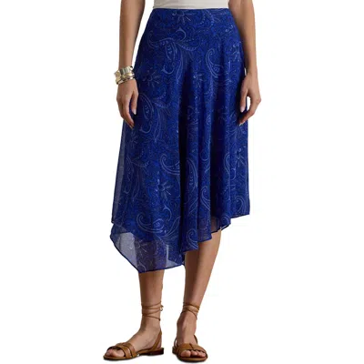 Ralph Lauren Lauren  Paisley High Low Midi Skirt In Blue