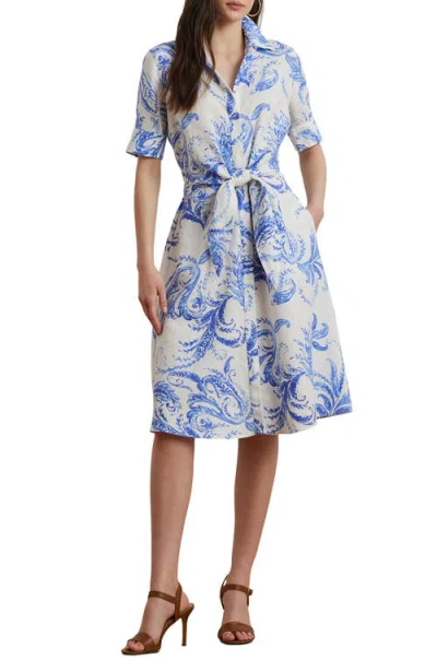 Ralph Lauren Lauren  Paisley Print Linen Shirtdress