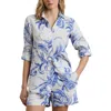 Ralph Lauren Womens Relaxed Fit Paisley 100 Linen Shirt P Xs 3x In Blue