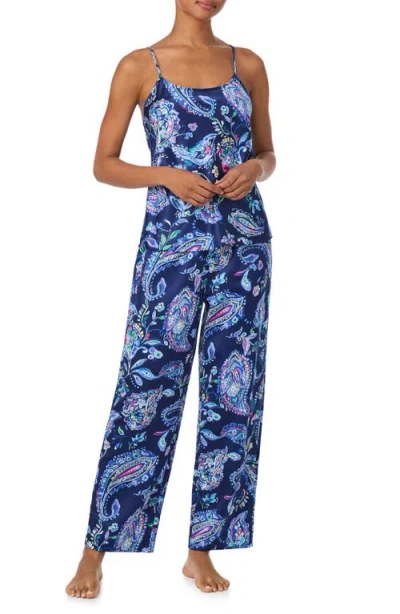 Ralph Lauren Lauren  Paisley Satin Camisole Pajamas In Blue