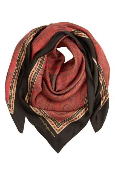 Ralph Lauren Lauren  Paisley Square Silk Scarf In Brown