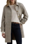 Ralph Lauren Lauren  Plaid Longline Wool Blend Coat In Gray